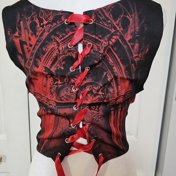 Dolls Kill Black and Red Gothic Blouse - Picture 5 of 6